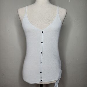 One Grey Day V-Neck Cotton Knit Button Down Cami Tank Size Small